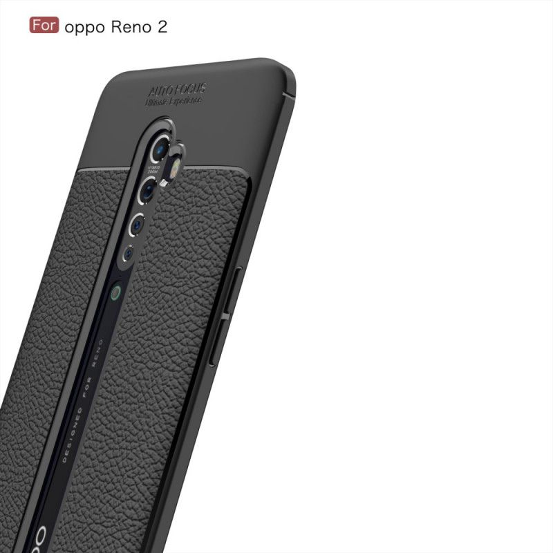 Cover Oppo Reno 2 Sort Dobbelt Line Lychee Læder Effekt