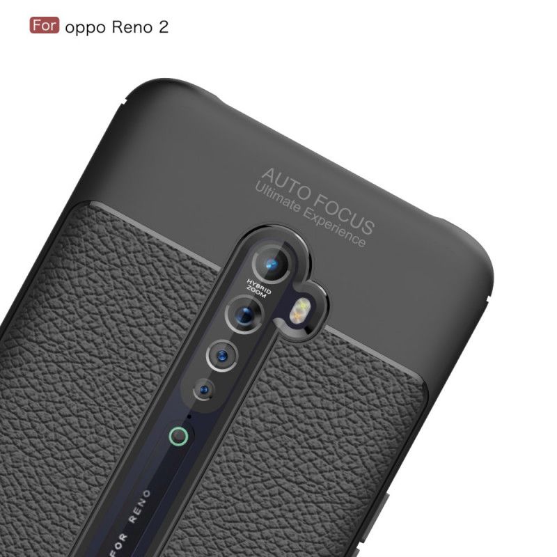 Cover Oppo Reno 2 Sort Dobbelt Line Lychee Læder Effekt