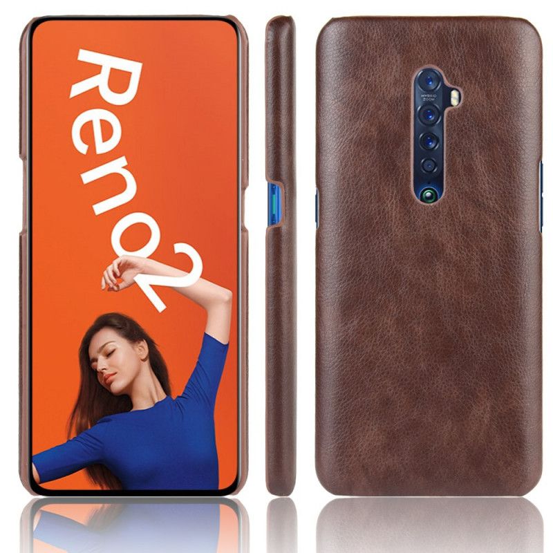 Cover Oppo Reno 2 Sort Lychee-Lædereffekt Original