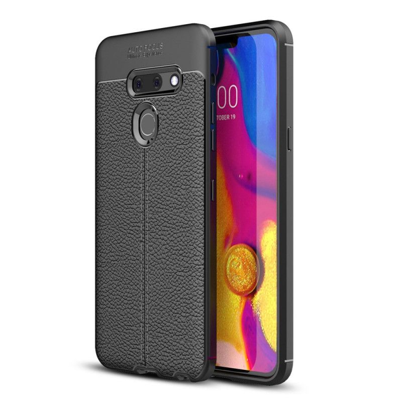 Cover ThinQ LG G8 ThinQ Sort Dobbeltlinjeret Lychee-Lædereffekt