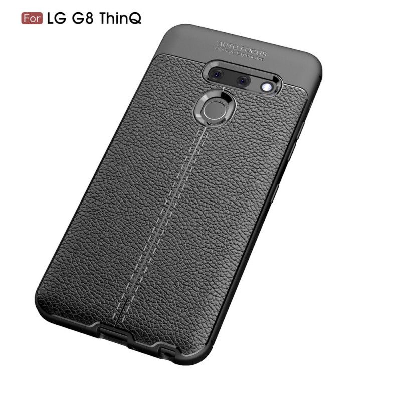 Cover ThinQ LG G8 ThinQ Sort Dobbeltlinjeret Lychee-Lædereffekt