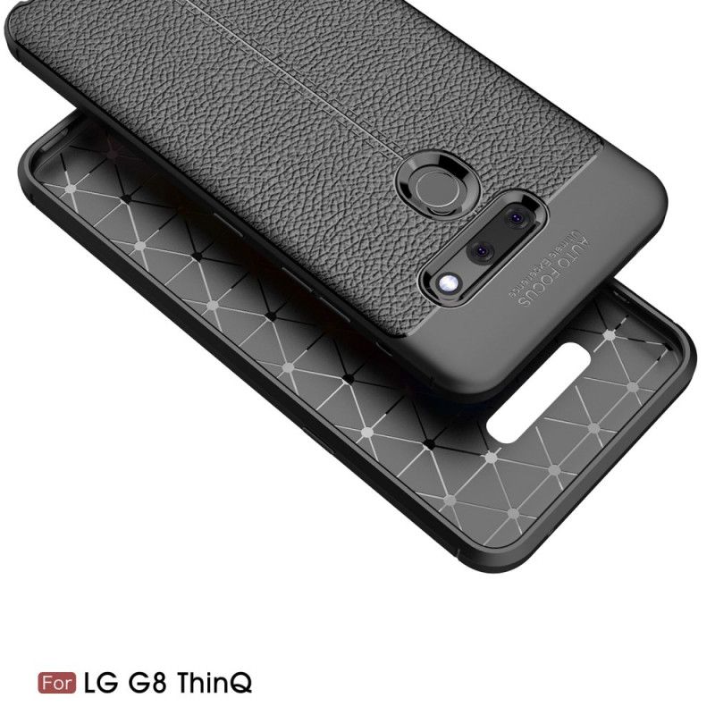 Cover ThinQ LG G8 ThinQ Sort Dobbeltlinjeret Lychee-Lædereffekt