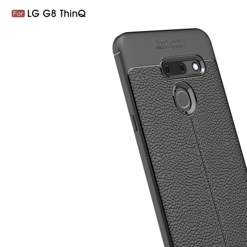 Cover ThinQ LG G8 ThinQ Sort Dobbeltlinjeret Lychee-Lædereffekt