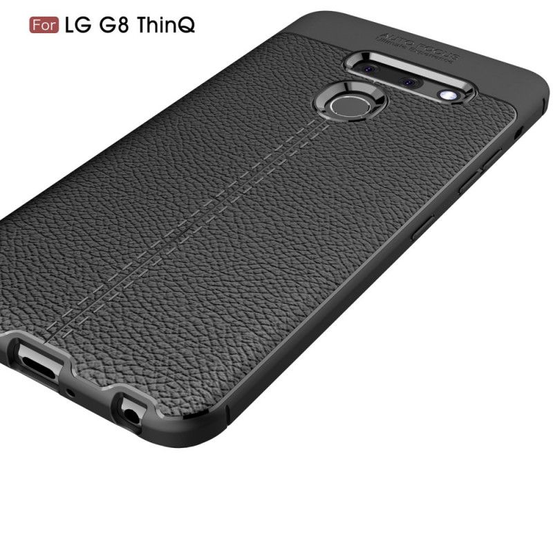 Cover ThinQ LG G8 ThinQ Sort Dobbeltlinjeret Lychee-Lædereffekt