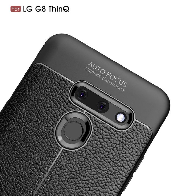 Cover ThinQ LG G8 ThinQ Sort Dobbeltlinjeret Lychee-Lædereffekt