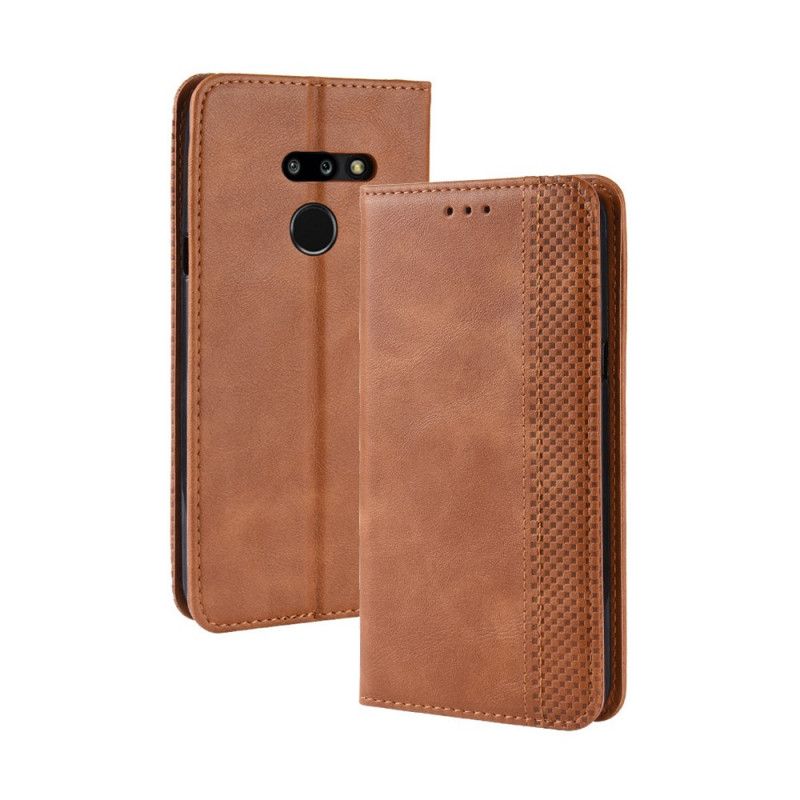 Læder Cover ThinQ LG G8 ThinQ Sort Stiliseret Vintage Lædereffekt Original