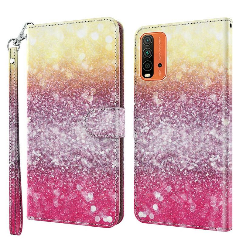 Flip Cover Xiaomi Redmi 9t Magenta Glitter Gradient