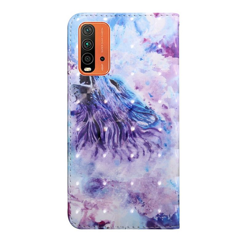 Flip Cover Xiaomi Redmi 9t Wolf Watercolor