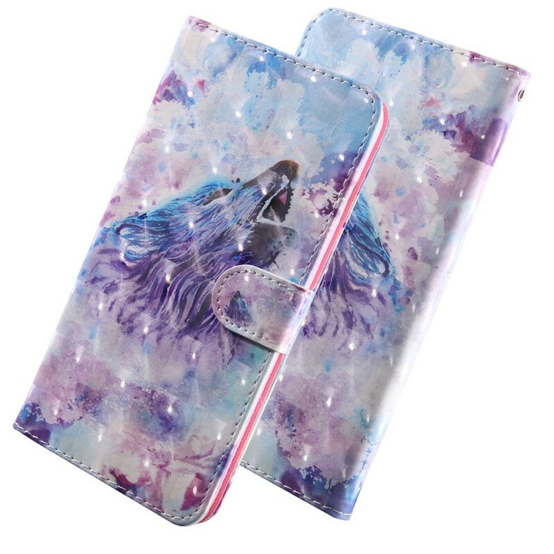 Flip Cover Xiaomi Redmi 9t Wolf Watercolor