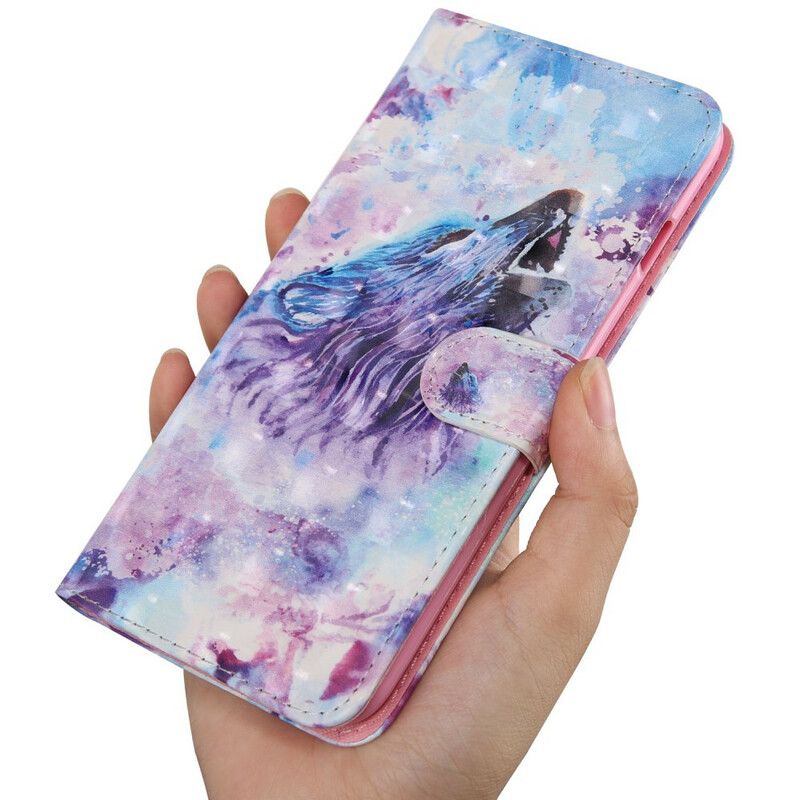 Flip Cover Xiaomi Redmi 9t Wolf Watercolor