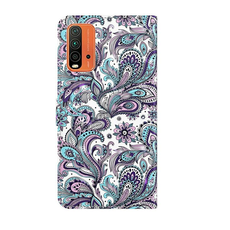 Læder Cover Xiaomi Redmi 9t Telefon Etui Blomstermønstre