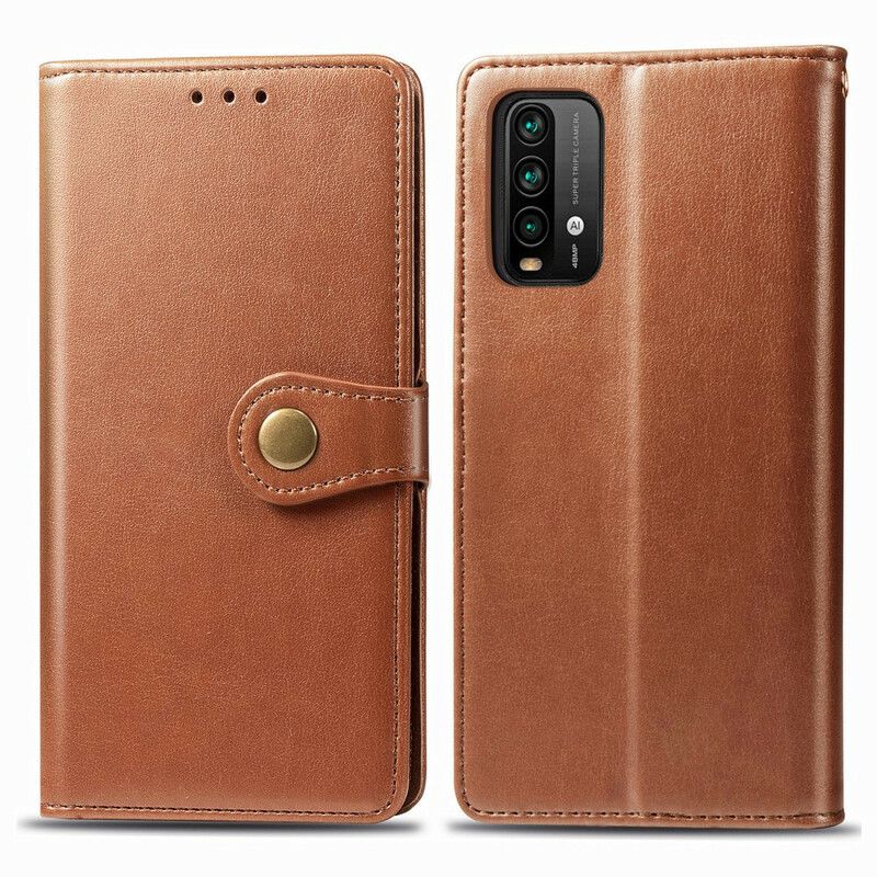 Læder Cover Xiaomi Redmi 9t Telefon Etui Kunstlæder Og Vintage Lås