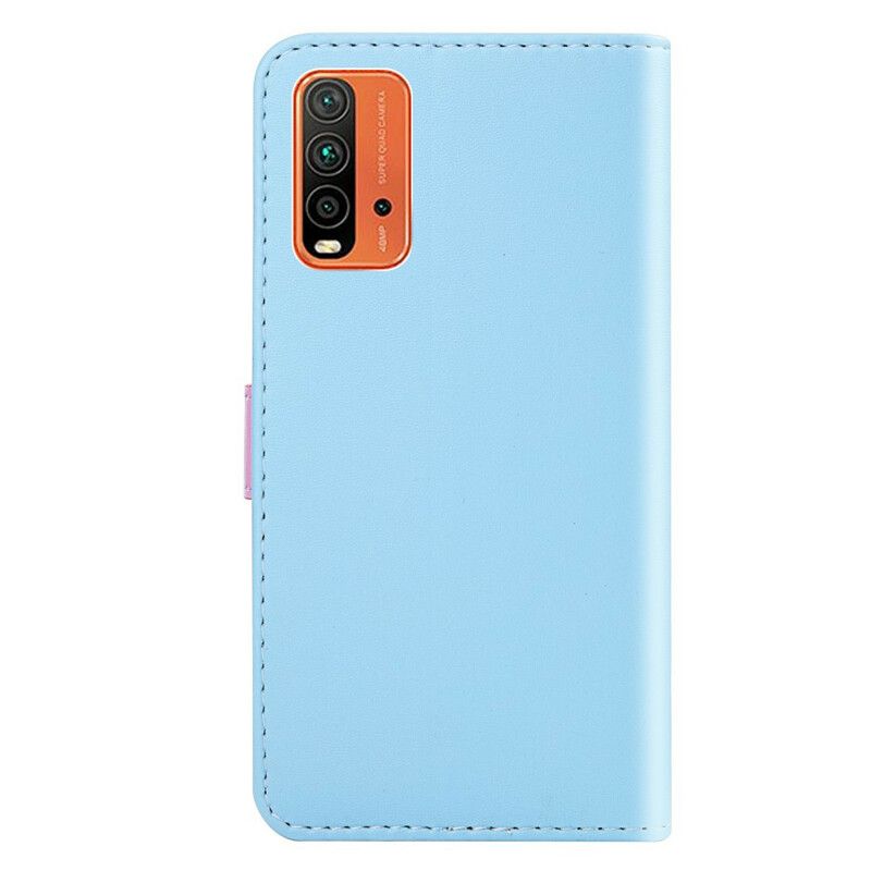 Læder Cover Xiaomi Redmi 9t Telefon Etui Trefarvet Lædereffekt