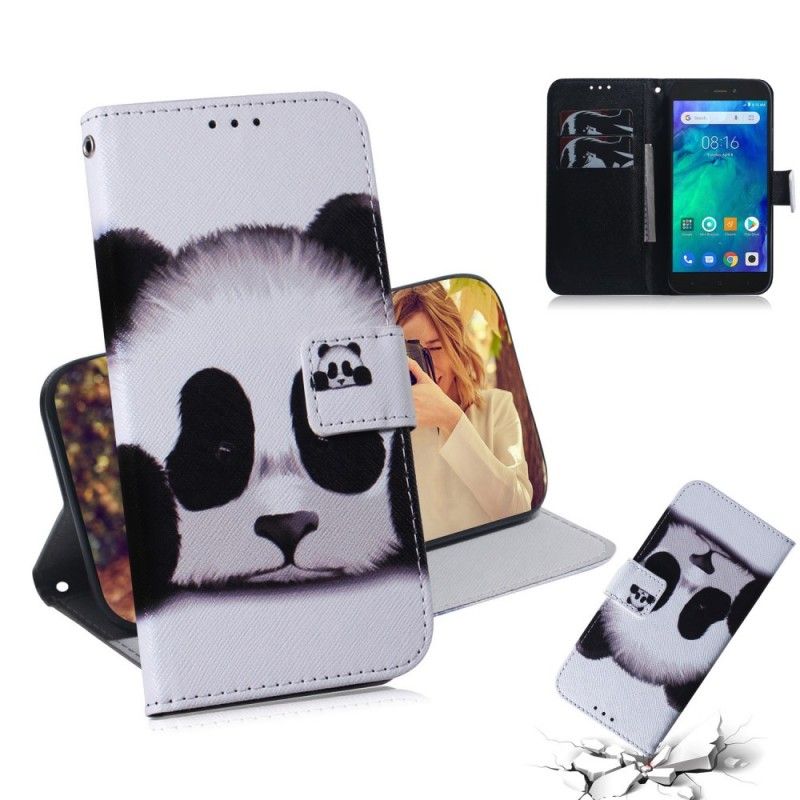 Flip Cover Læder Xiaomi Redmi Go Panda Ansigt Original