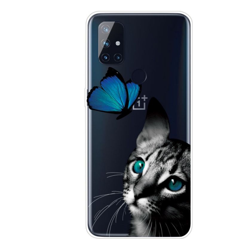 Cover for OnePlus Nord N10 Kat Og Sommerfugl