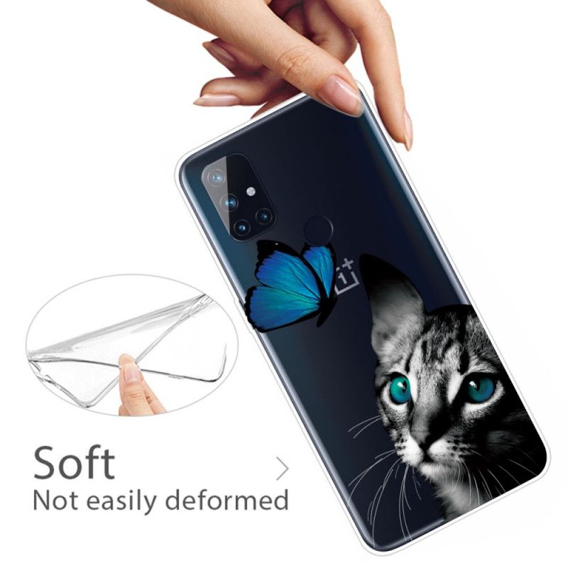 Cover for OnePlus Nord N10 Kat Og Sommerfugl