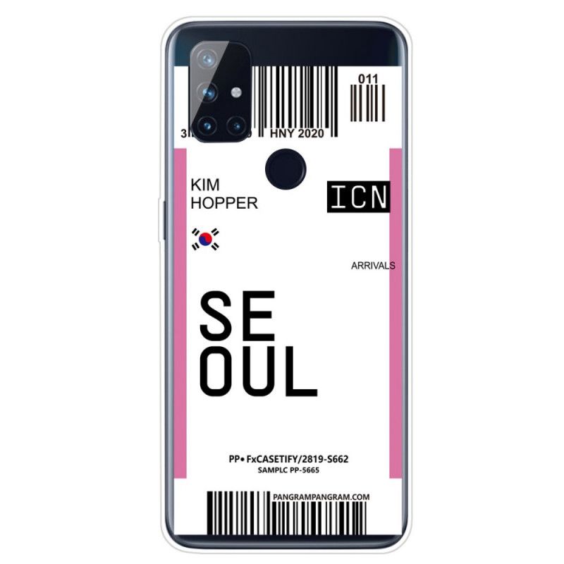 Cover OnePlus Nord N10 Pink Boardingkort Til Seoul Original