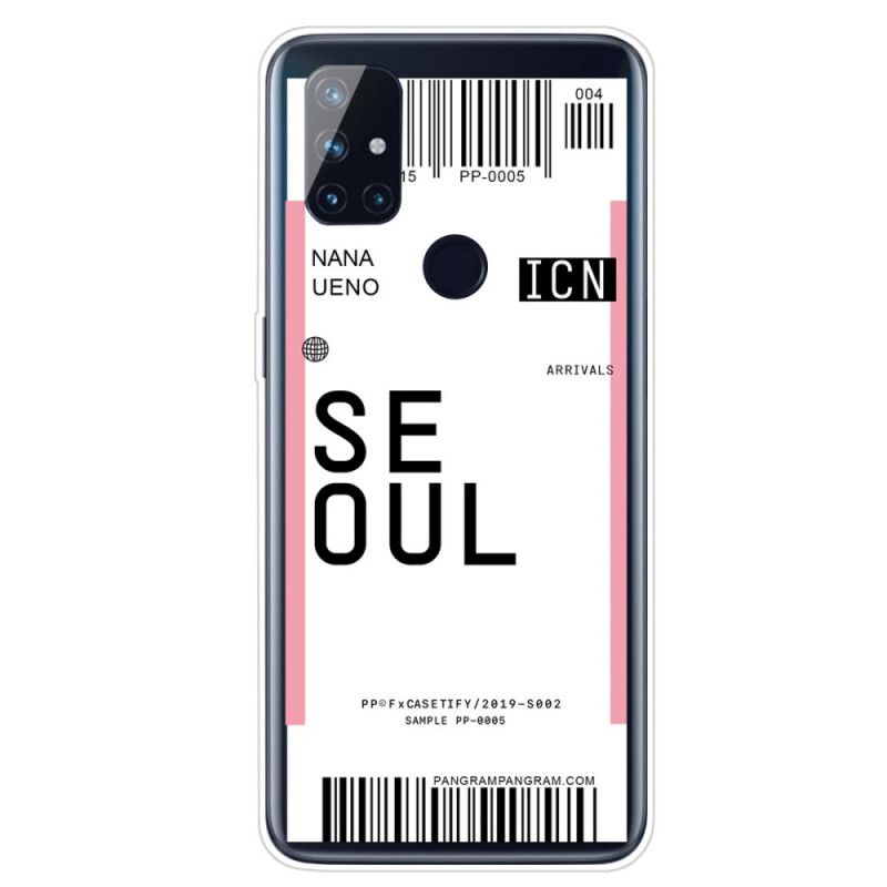 Cover OnePlus Nord N10 Pink Boardingkort Til Seoul Original