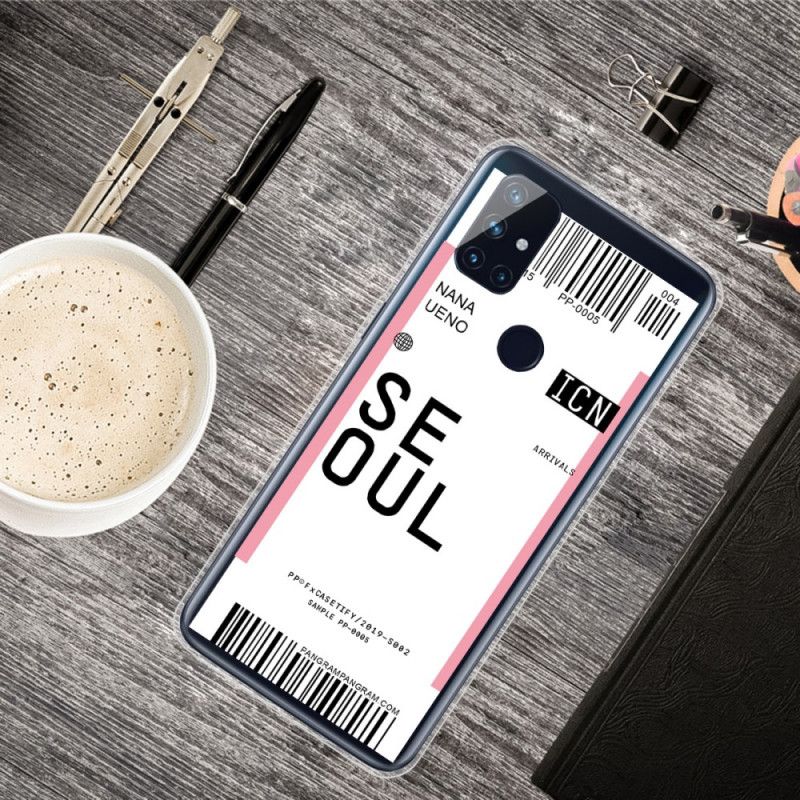 Cover OnePlus Nord N10 Pink Boardingkort Til Seoul Original