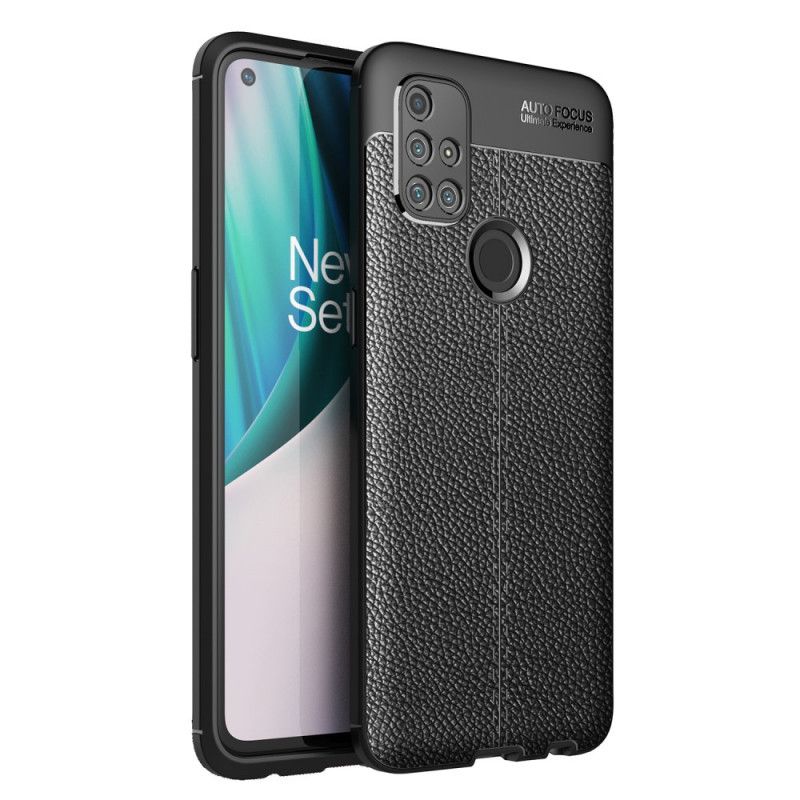 Cover OnePlus Nord N10 Sort Dobbeltlinjet Lychee-Lædereffekt