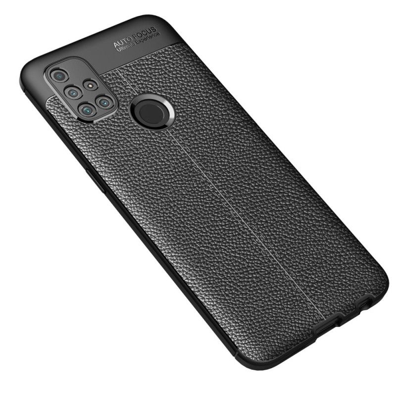 Cover OnePlus Nord N10 Sort Dobbeltlinjet Lychee-Lædereffekt