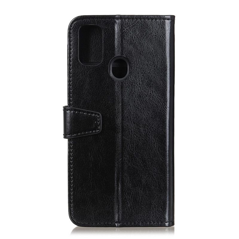 Flip Cover Læder for OnePlus Nord N10 Sort Enkel Skinnende Lædereffekt