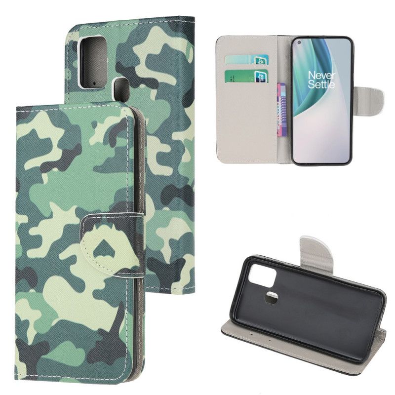 Flip Cover Læder OnePlus Nord N10 Militær Camouflage