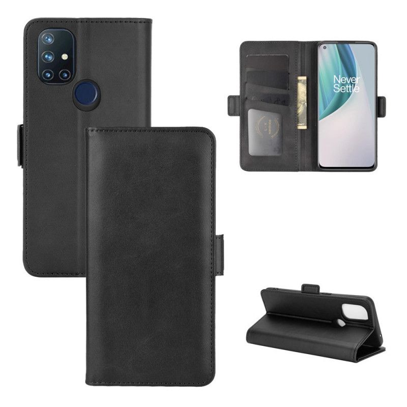 Flip Cover Læder OnePlus Nord N10 Sort Dobbelt Flap Original