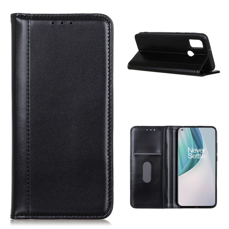 Læder Cover for OnePlus Nord N10 Sort Premium Split Læder