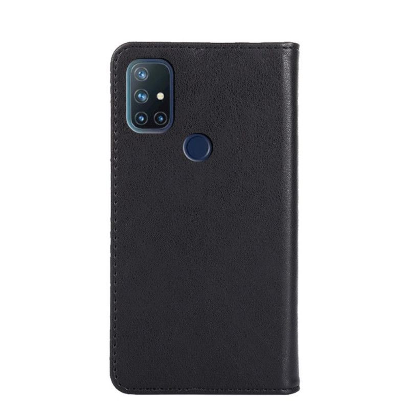 Læder Cover OnePlus Nord N10 Sort Nitteskindstil Original