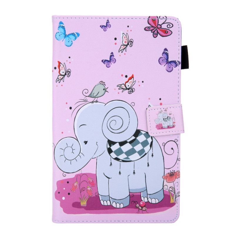 Flip Cover Læder for Samsung Galaxy Tab A 8" (2019) Lyserød Elefantserie