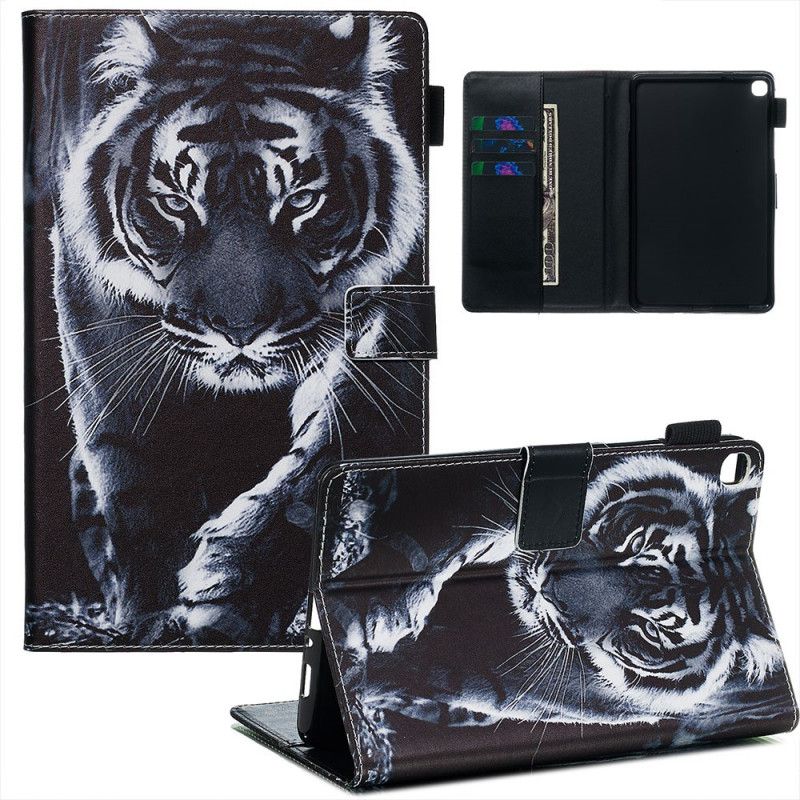 Flip Cover Læder for Samsung Galaxy Tab A 8" (2019) Sort Og Hvid Tiger