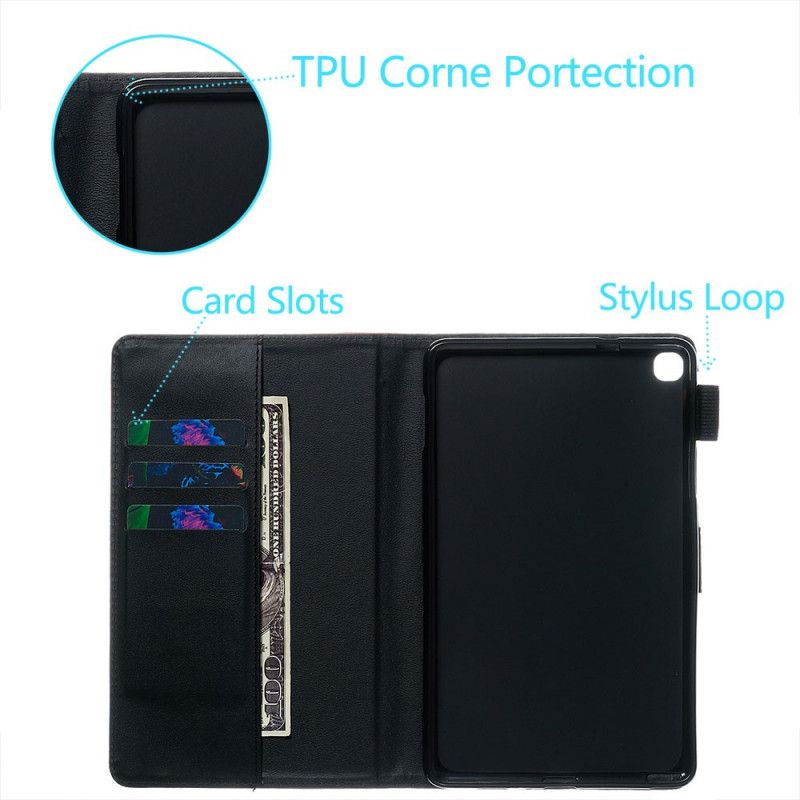 Flip Cover Læder for Samsung Galaxy Tab A 8" (2019) Sort Og Hvid Tiger