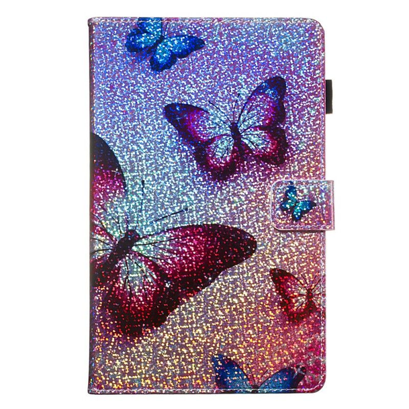 Flip Cover Læder Samsung Galaxy Tab A 8" (2019) Glitter Sommerfugle Original