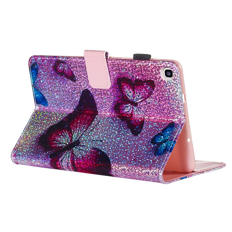 Flip Cover Læder Samsung Galaxy Tab A 8" (2019) Glitter Sommerfugle Original