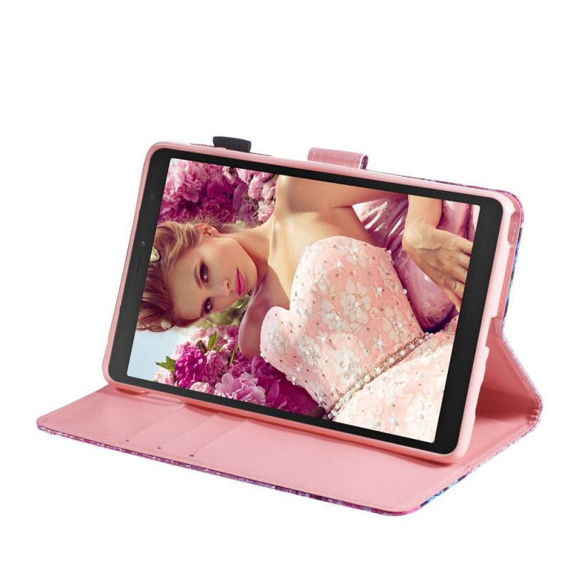 Flip Cover Læder Samsung Galaxy Tab A 8" (2019) Glitter Sommerfugle Original