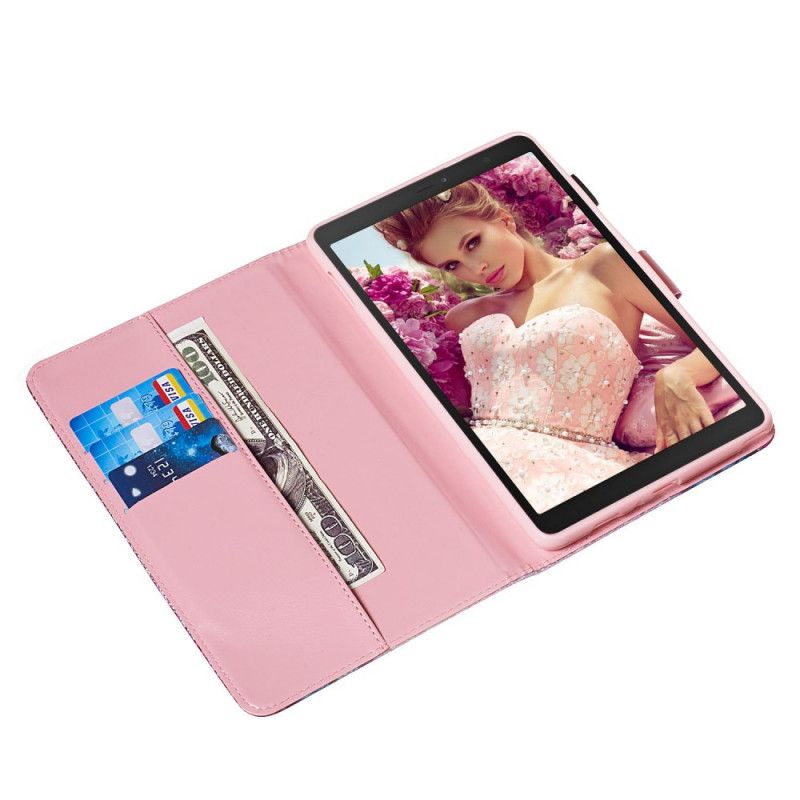 Flip Cover Læder Samsung Galaxy Tab A 8" (2019) Glitter Sommerfugle Original