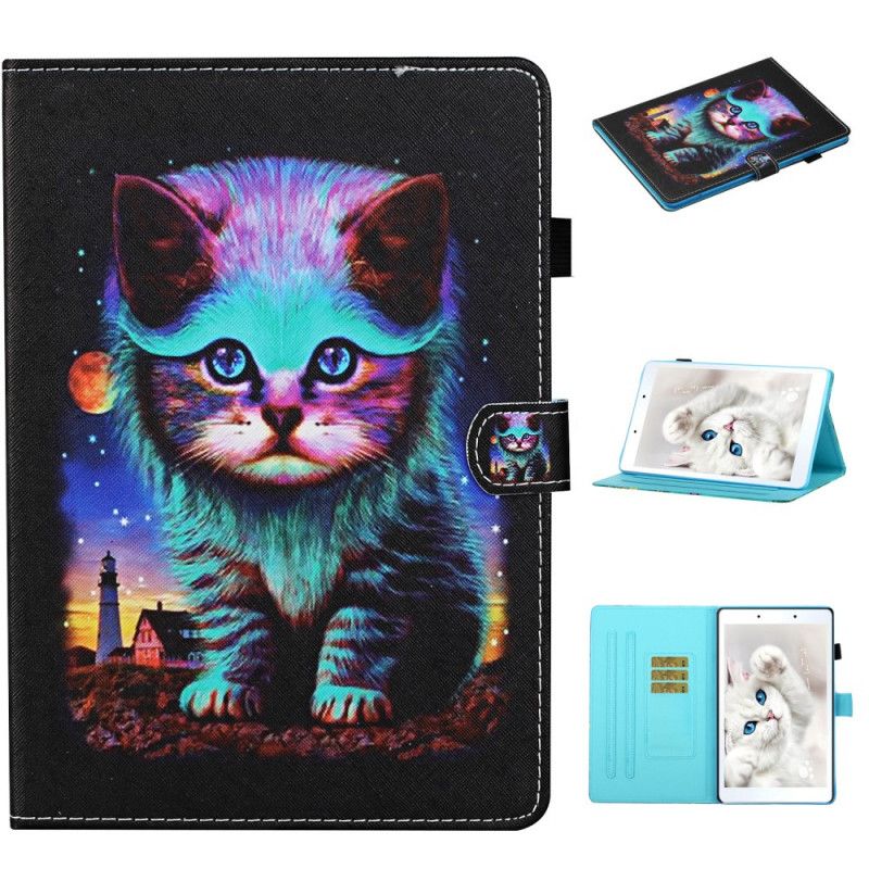 Flip Cover Læder Samsung Galaxy Tab A 8" (2019) Natlig Kat