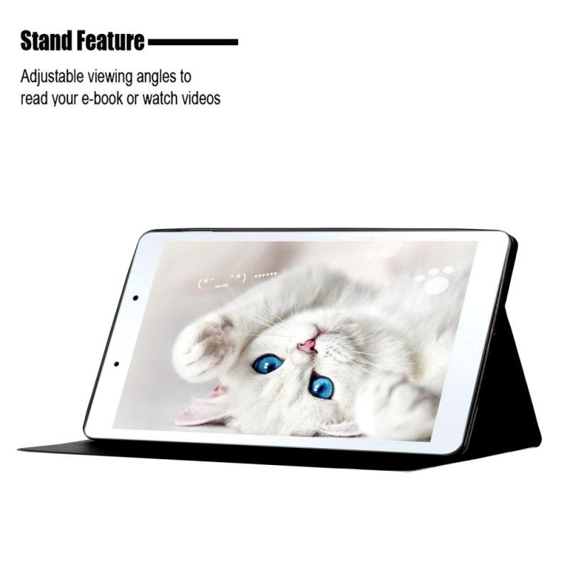 Flip Cover Læder Samsung Galaxy Tab A 8" (2019) Sort Marmoreret Mønster Original