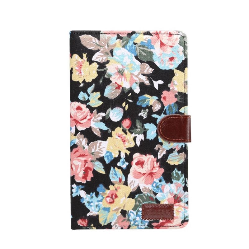 Flip Cover Læder Samsung Galaxy Tab A 8" (2019) Sort Stofteksturroser