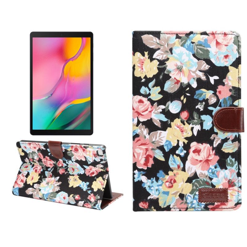 Flip Cover Læder Samsung Galaxy Tab A 8" (2019) Sort Stofteksturroser