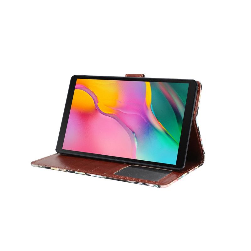 Flip Cover Læder Samsung Galaxy Tab A 8" (2019) Sort Stofteksturroser