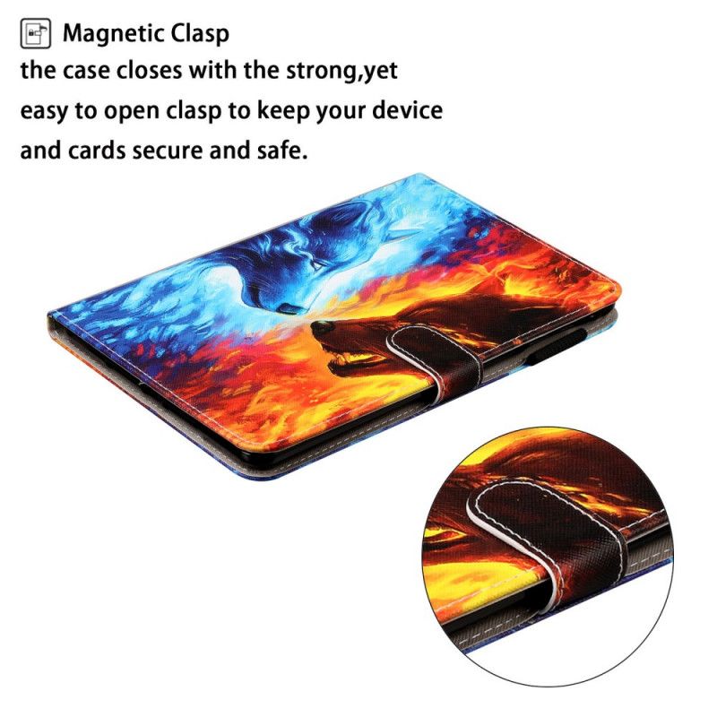 Flip Cover Læder Samsung Galaxy Tab A 8" (2019) Ulv Af Ild Og Is Beskyttelse