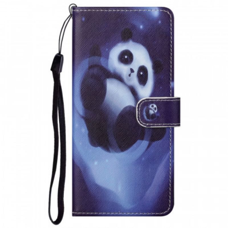 Flip Cover Google Pixel 6A Med Snor Strappy Space Panda