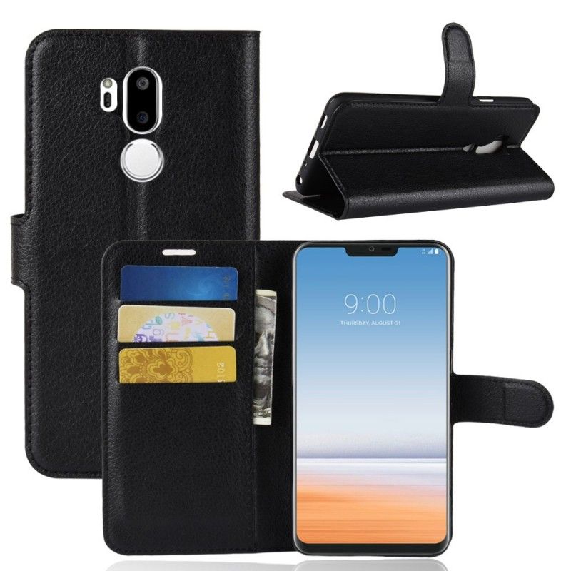 Flip Cover Læder for LG G7 ThinQ Sort Retro Lychee