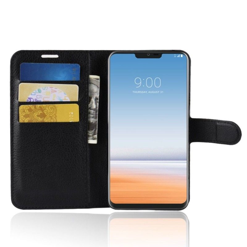 Flip Cover Læder for LG G7 ThinQ Sort Retro Lychee