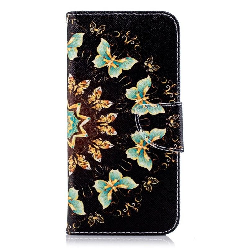 Flip Cover Læder LG G7 ThinQ Sommerfuglemandala