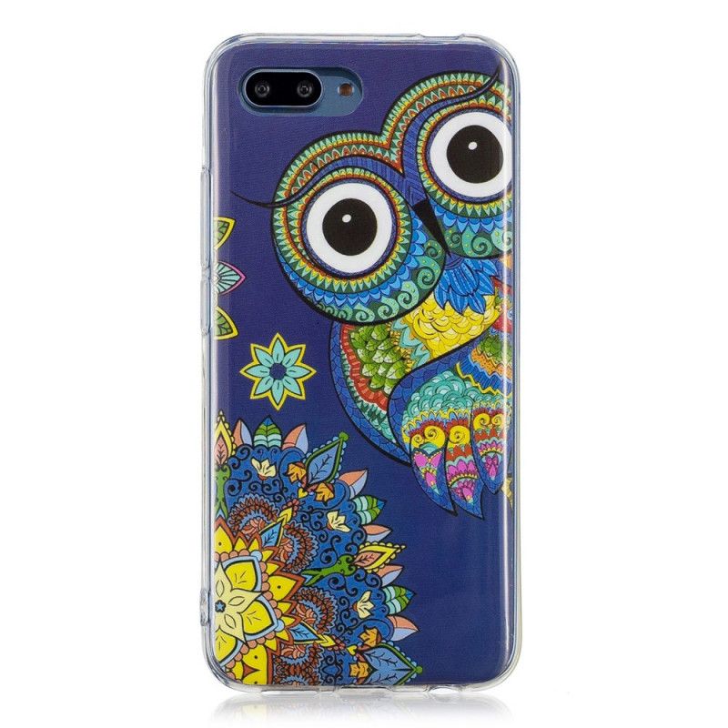 Cover Honor 10 Mobilcover Fluorescerende Mandala Ugle