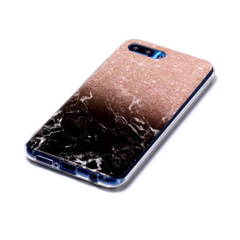 Cover Honor 10 Sort Mobilcover Marmorglitter