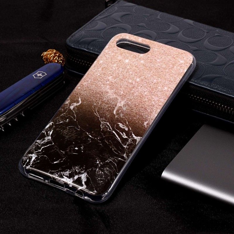 Cover Honor 10 Sort Mobilcover Marmorglitter